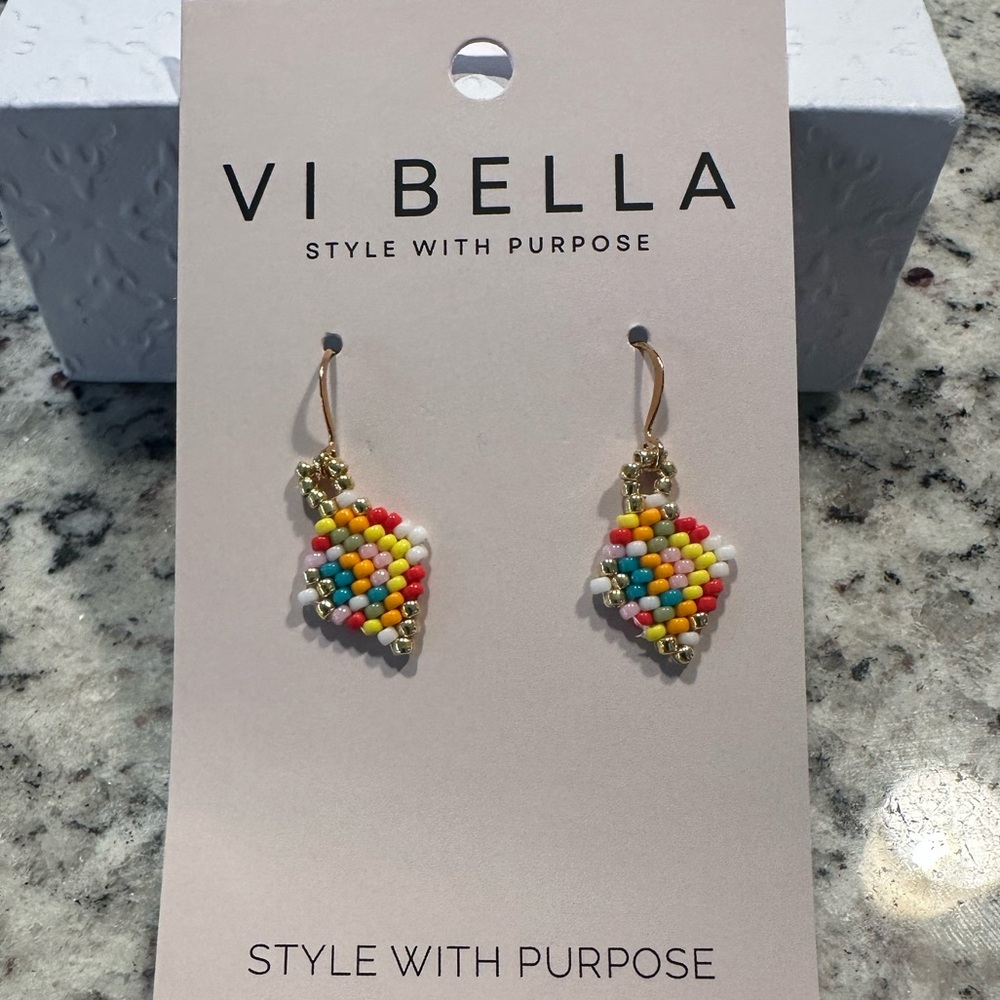 Vi Bella Colorful Beaded Earrings | Handmade Boho Seed Bead Dangles